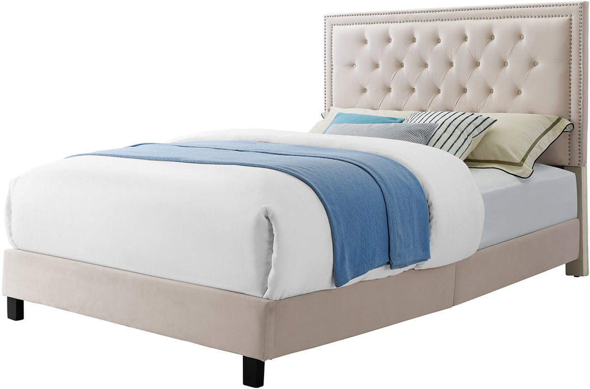 DAHLIA Cream Velvet Platform Bed
