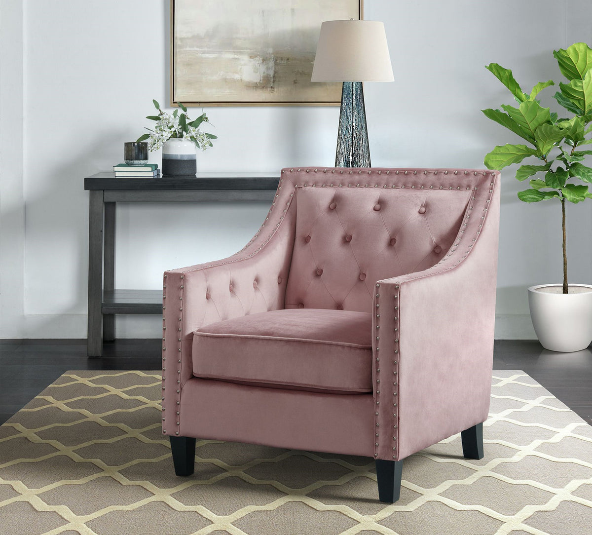 DAHLIA Blush Fabric 30" Wide Accent Chair