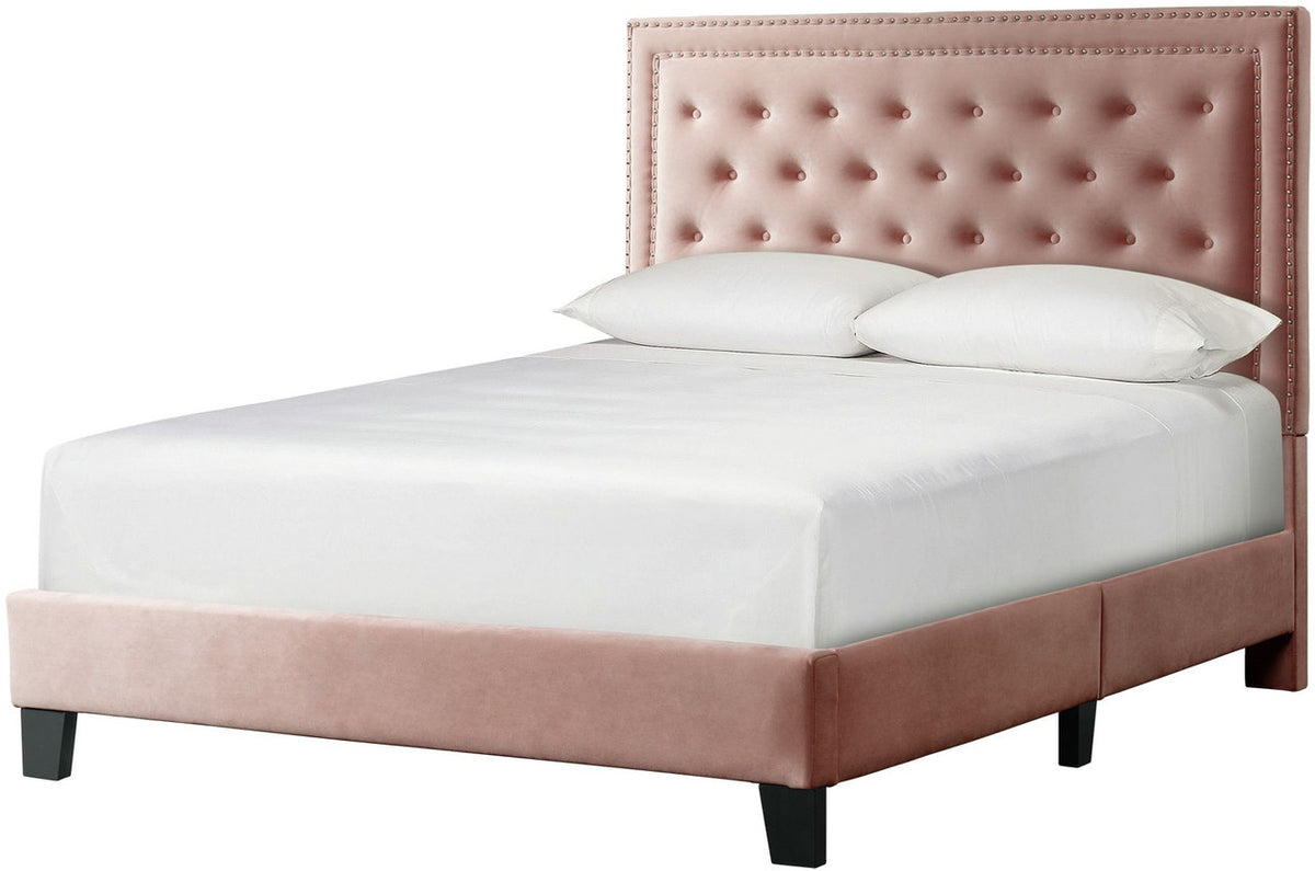 DAHLIA Blush Pink Velvet Platform Bed