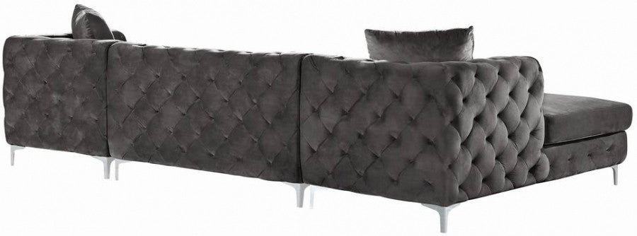DALEYZA Dark Gray 127" Wide Velvet Double Chaise Sectional