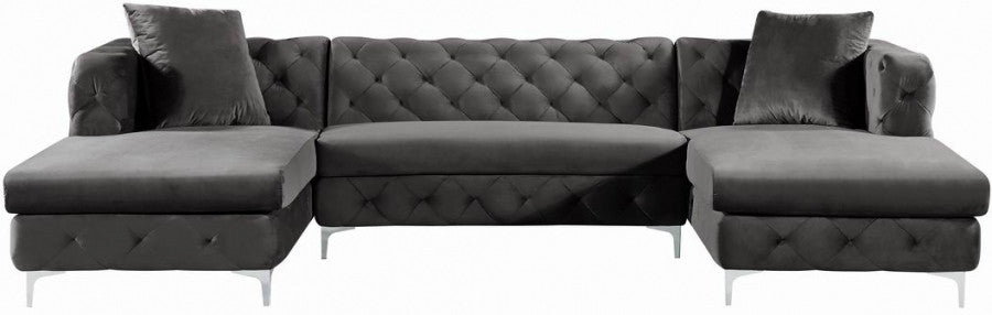 DALEYZA Dark Gray 127" Wide Velvet Double Chaise Sectional