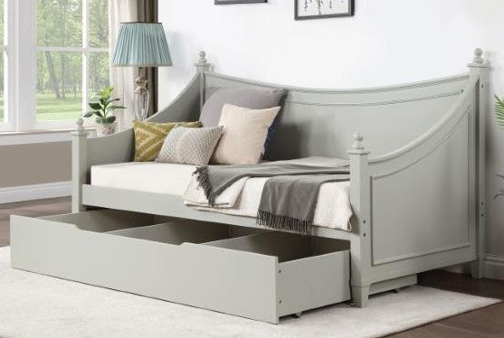 DARIEL Wood Light Gray Daybed with Underbed Storage/Trundle