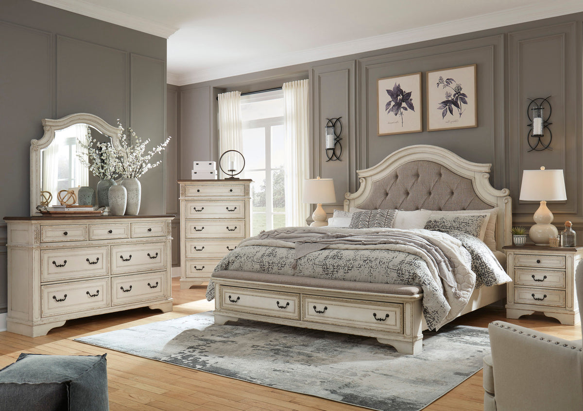 DELREY White Bedroom Set with Bench Storage Bed
