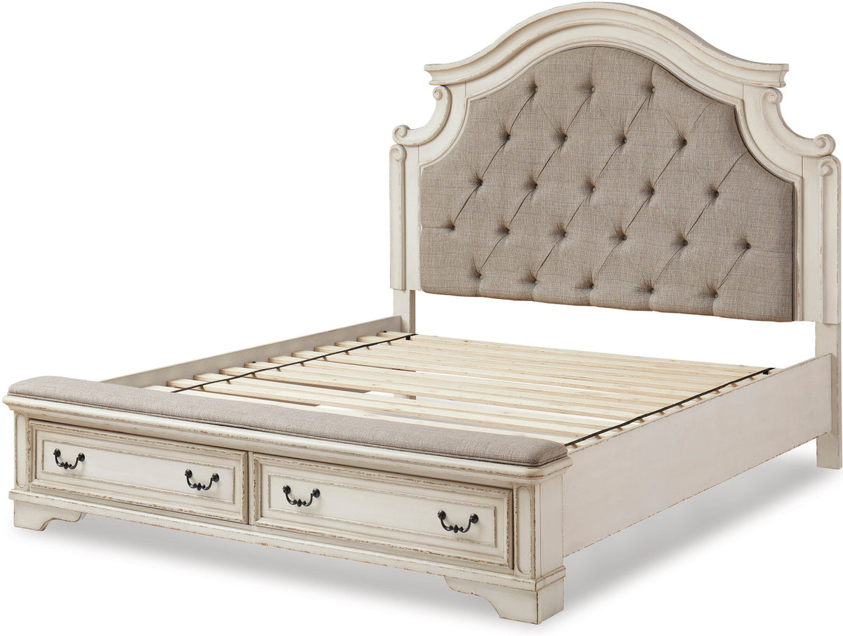 DELREY White Bedroom Set with Bench Storage Bed