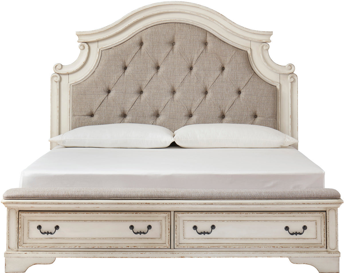 DELREY White Bedroom Set with Bench Storage Bed