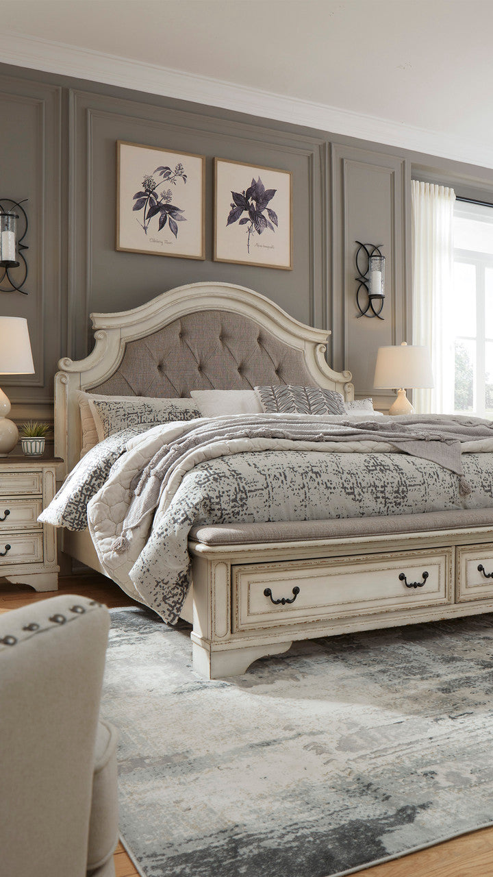 DELREY White Bedroom Set with Bench Storage Bed