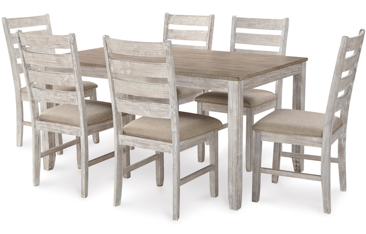 DEMITRIO Distressed White 7 Piece Dining Set