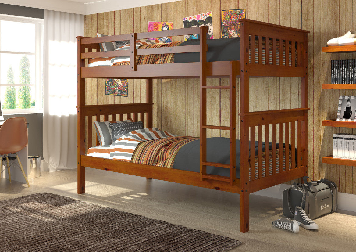 DERIK Medium Brown Twin Platform Bunk Bed