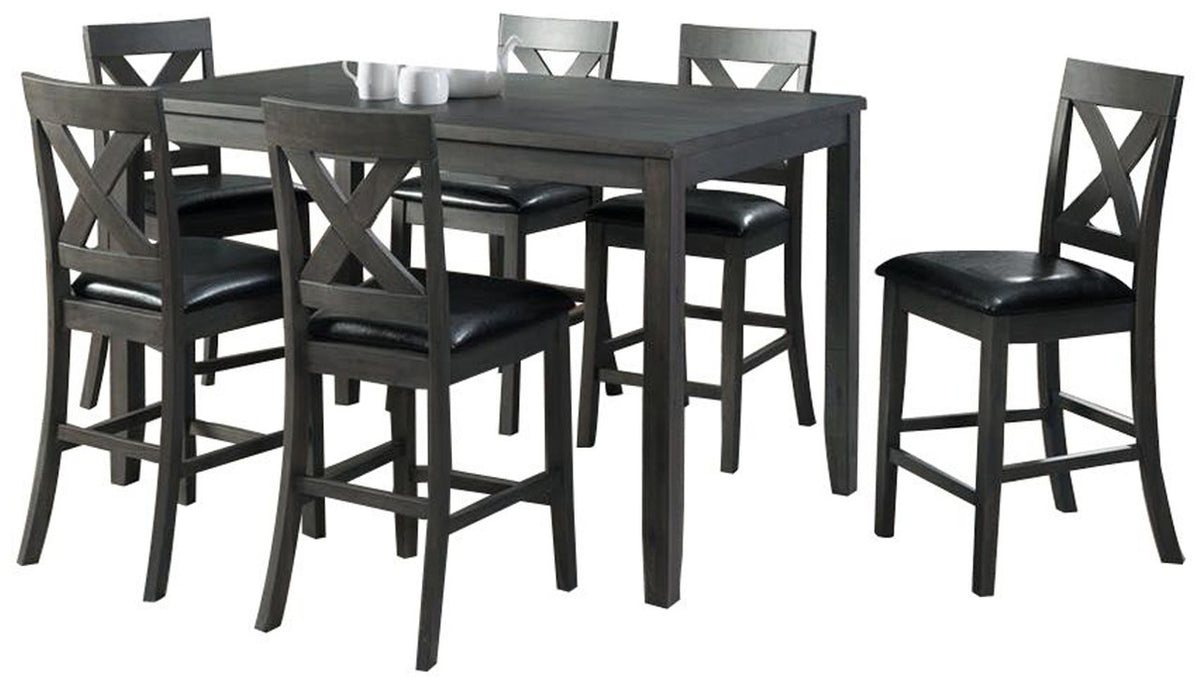 DAMIAN Gray 7 Piece Counter Height Set