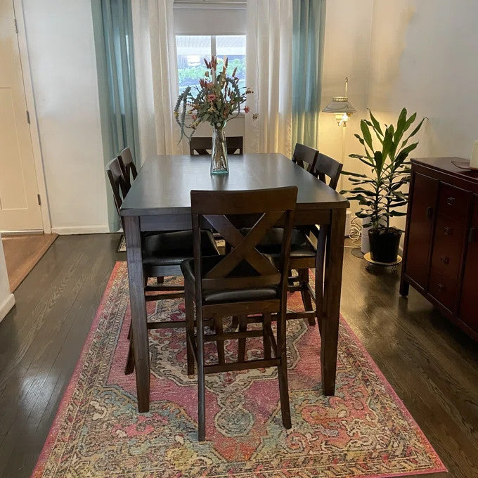 DAMIAN Brown 7 Piece Counter Dining Set