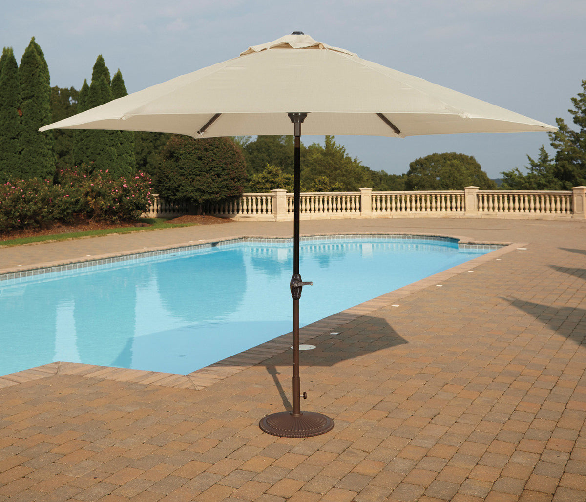 Dan Beige Outdoor Med Umbrella with Base