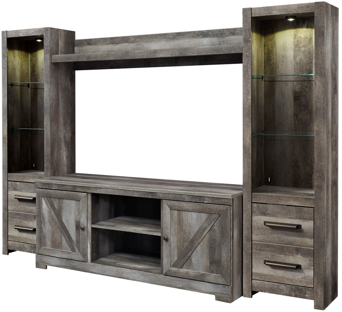 DEXTRE Rustic Gray 105" Wide 4 Piece Wall Unit