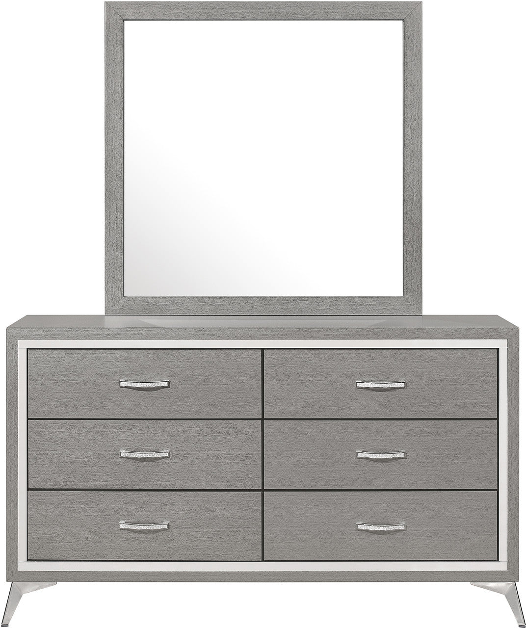 ELEINA Silver 58" Wide x 74" Height Dresser & Mirror