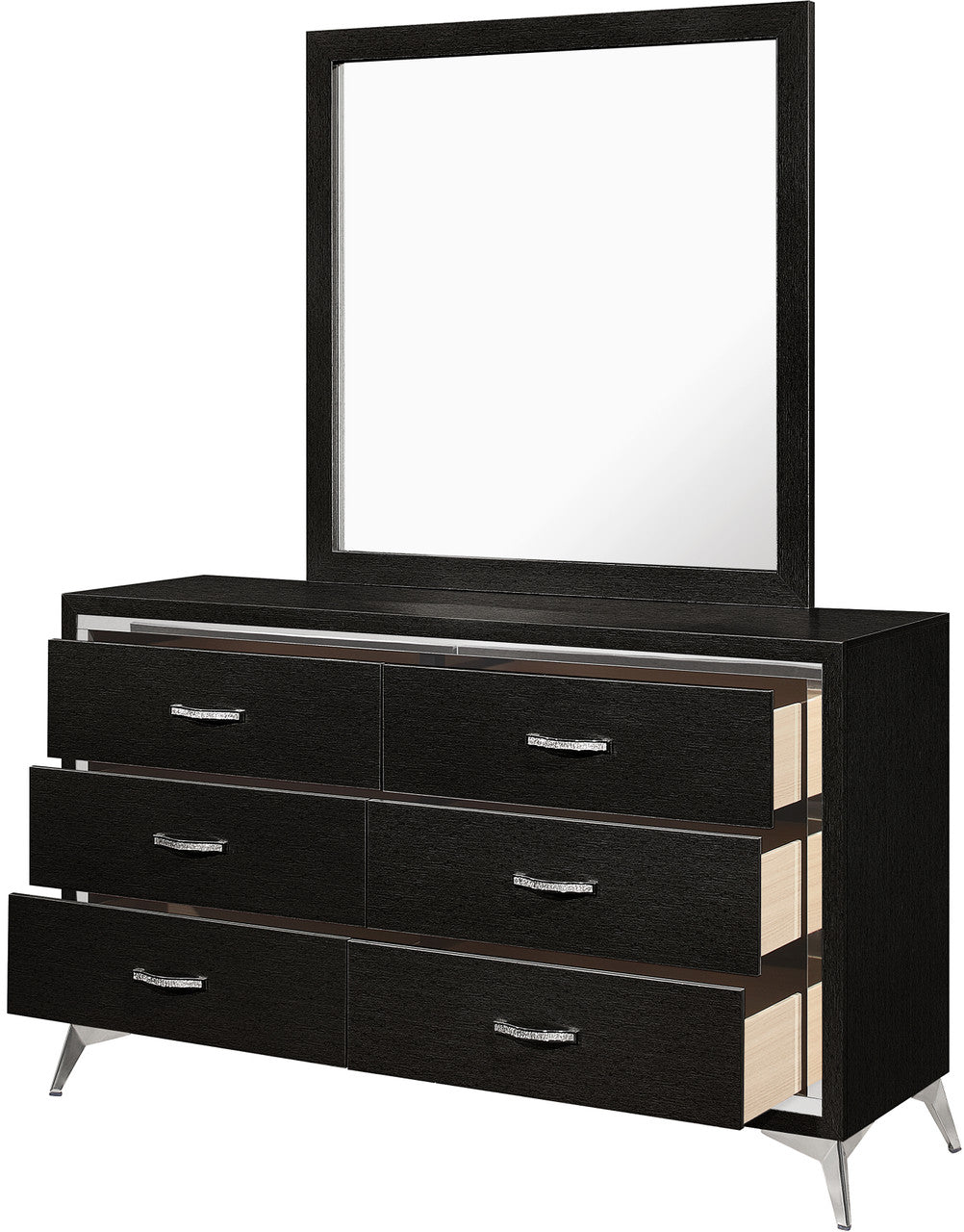 ELEINA Black 58" Wide x 74" Height Dresser & Mirror
