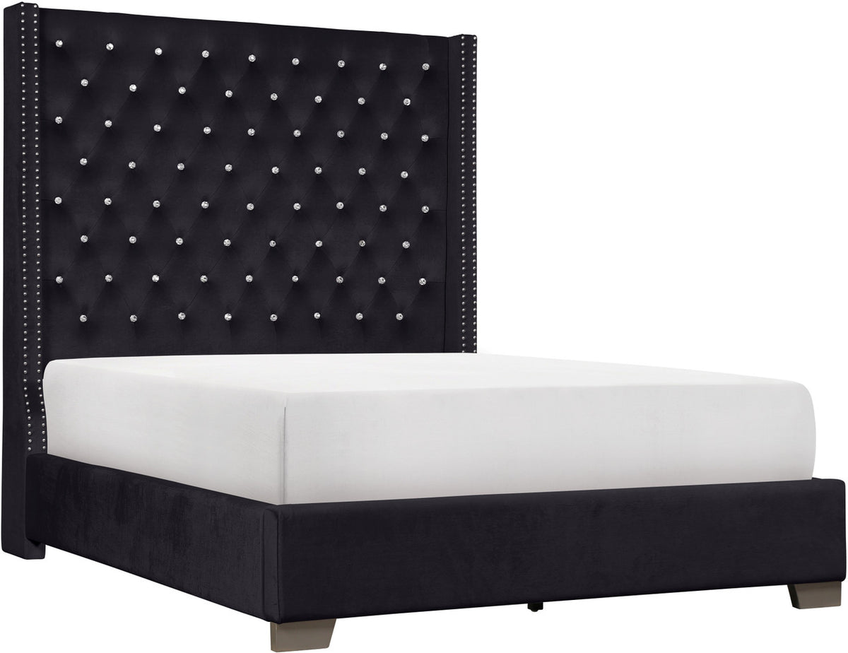 ELEINA Black Velvet 72" Height Bed