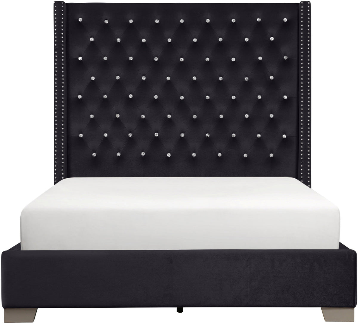 ELEINA Black Velvet 72" Height Bed