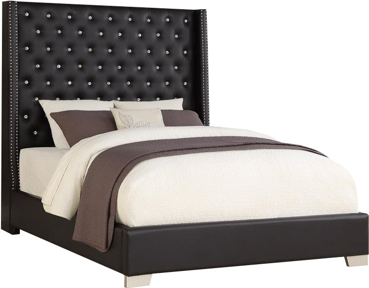 ELEINA Black Faux Leather 72" Height Bed