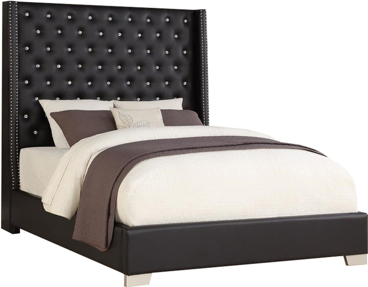 ELEINA Black Faux Leather Bedroom Set