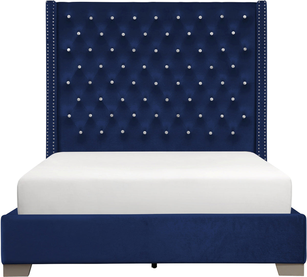 ELEINA Blue Velvet 72" Height Bed
