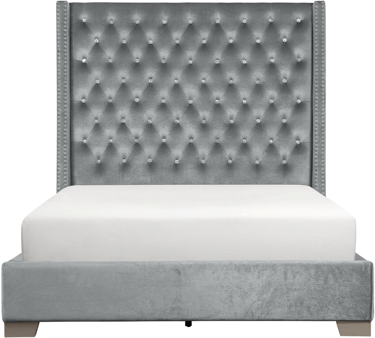 ELEINA Gray Velvet 72" Height Bed