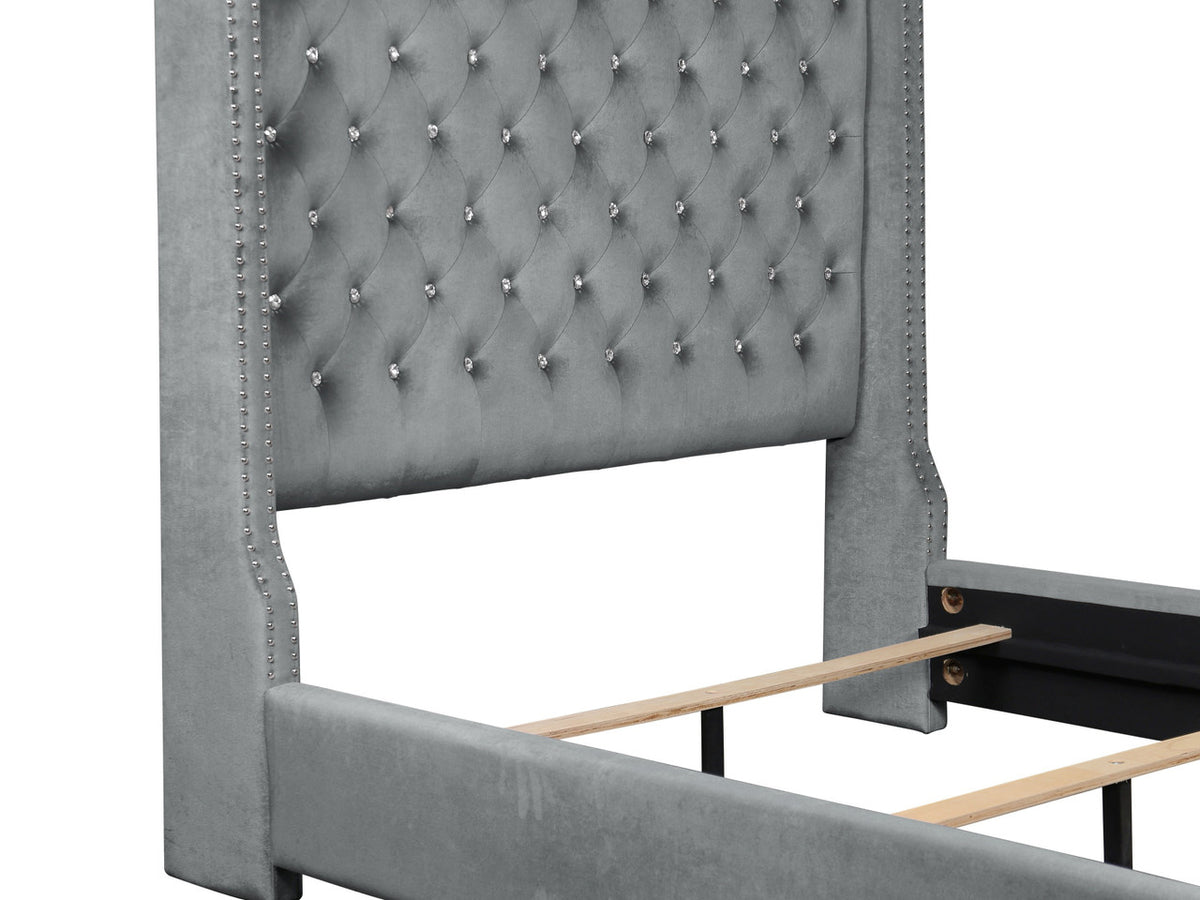 ELEINA Gray Velvet 72" Height Bed
