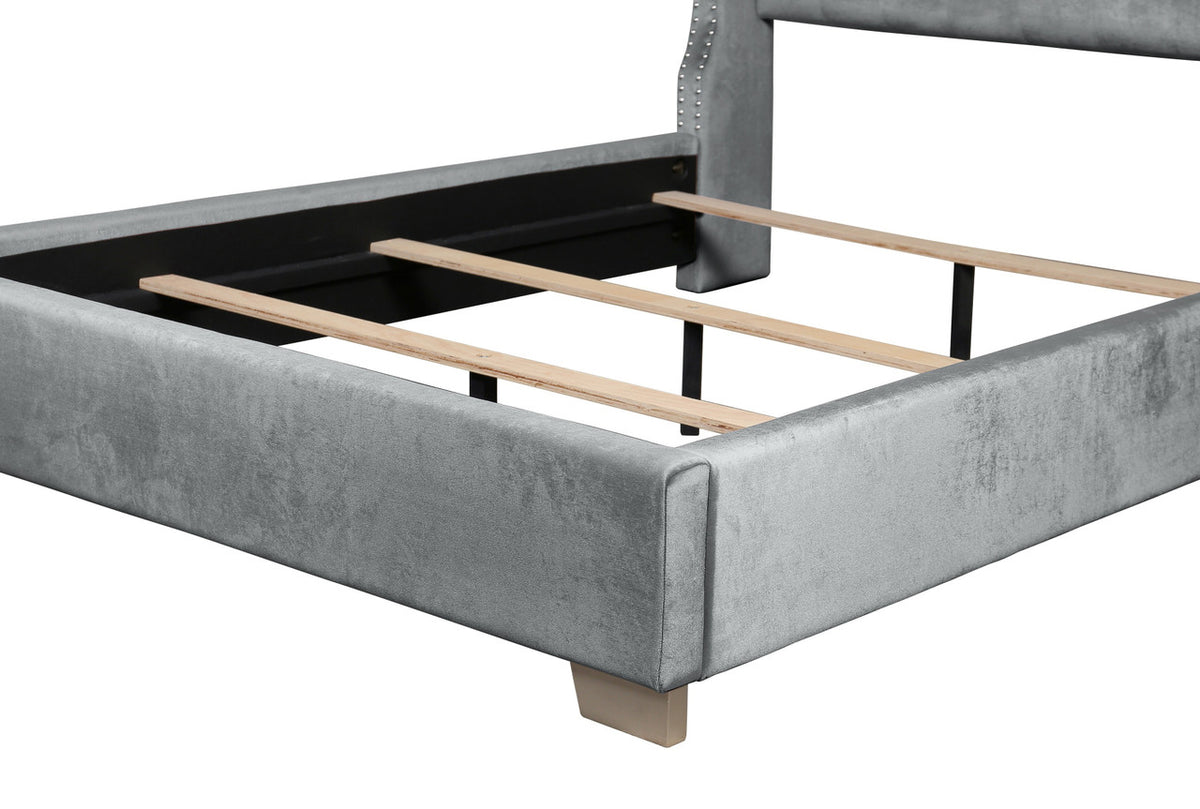 ELEINA Gray Velvet 72" Height Bed