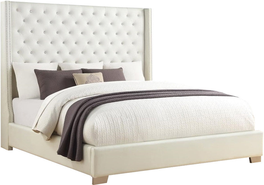 ELEINA White Faux Leather 72" Height Bed