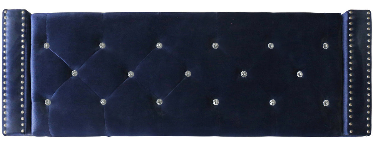 ELENA Blue Velvet 52" Wide Storage Bench
