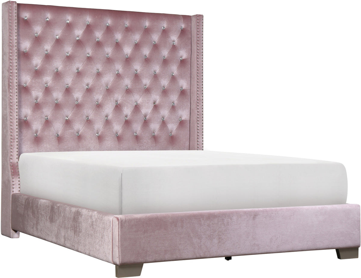 ELEINA Pink Velvet 72" Height Bed
