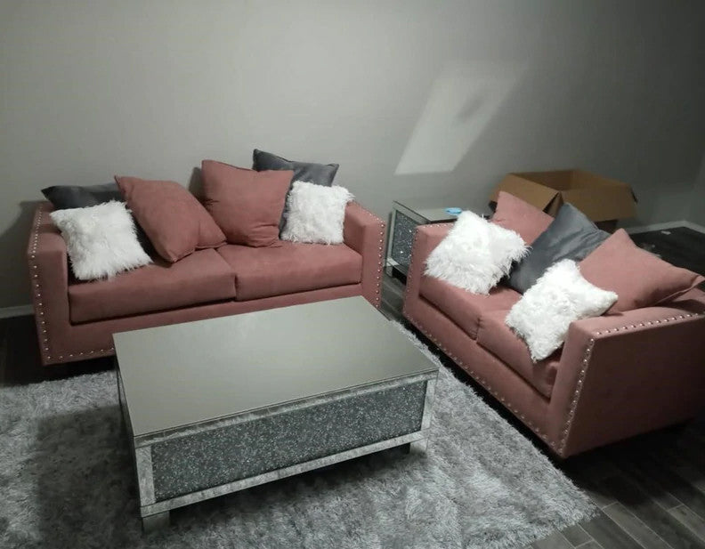 ELMIRA Pink Velvet Sofa & Loveseat