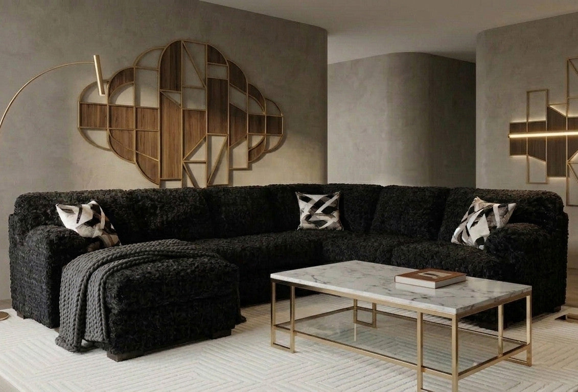 ELMPINE Black 133" x 87" Oversized Sectional