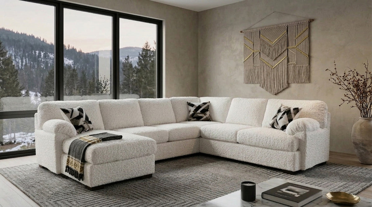 ELMPINE Cream 133" x 87" Oversized Sectional