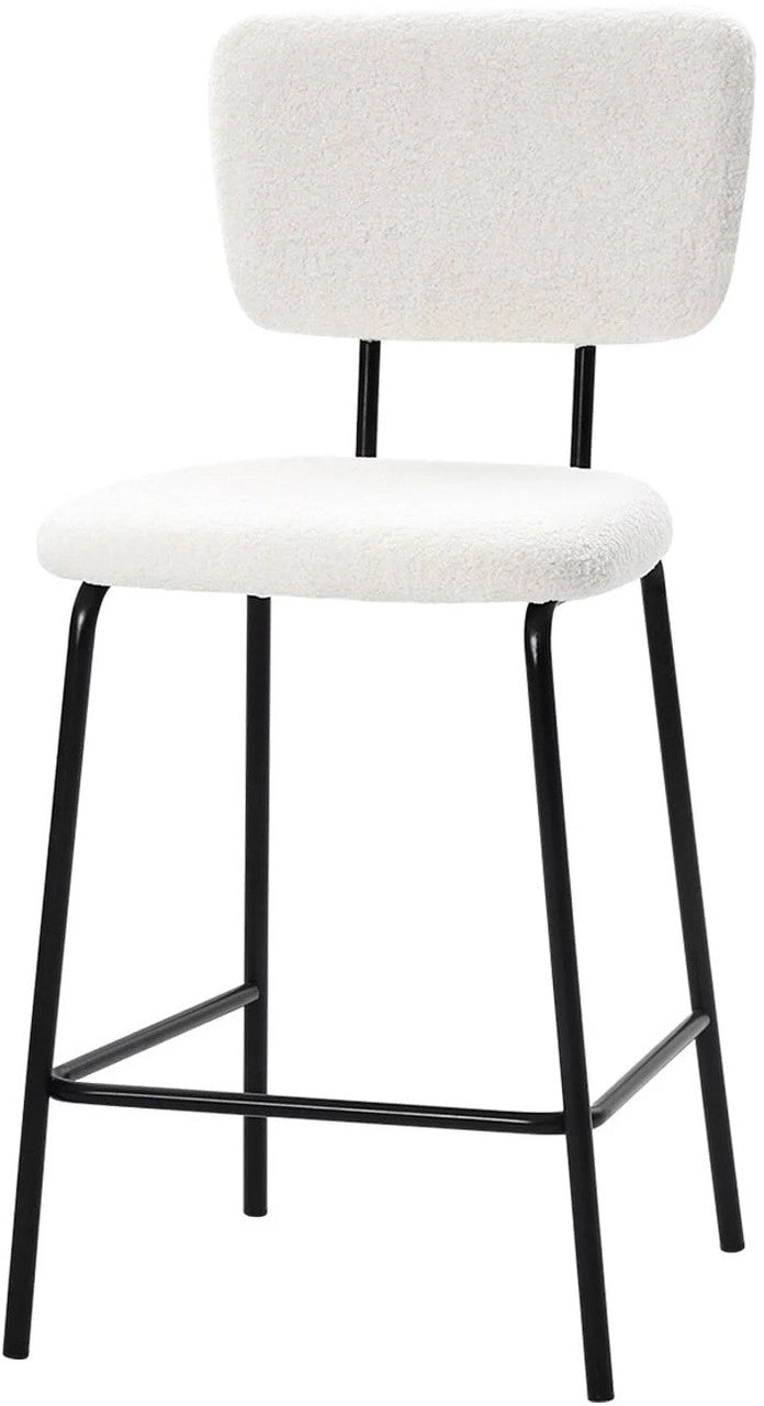 ELMWAY White Boucle/Sherpa 19" Wide Counter Height Bar Chair