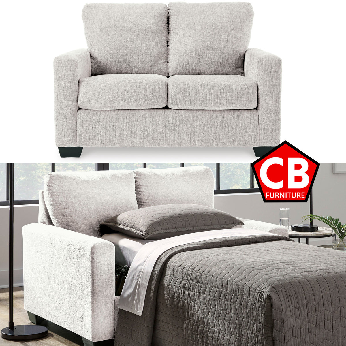 ELOWEN Beige 54" Wide Twin Size Sofa Sleeper