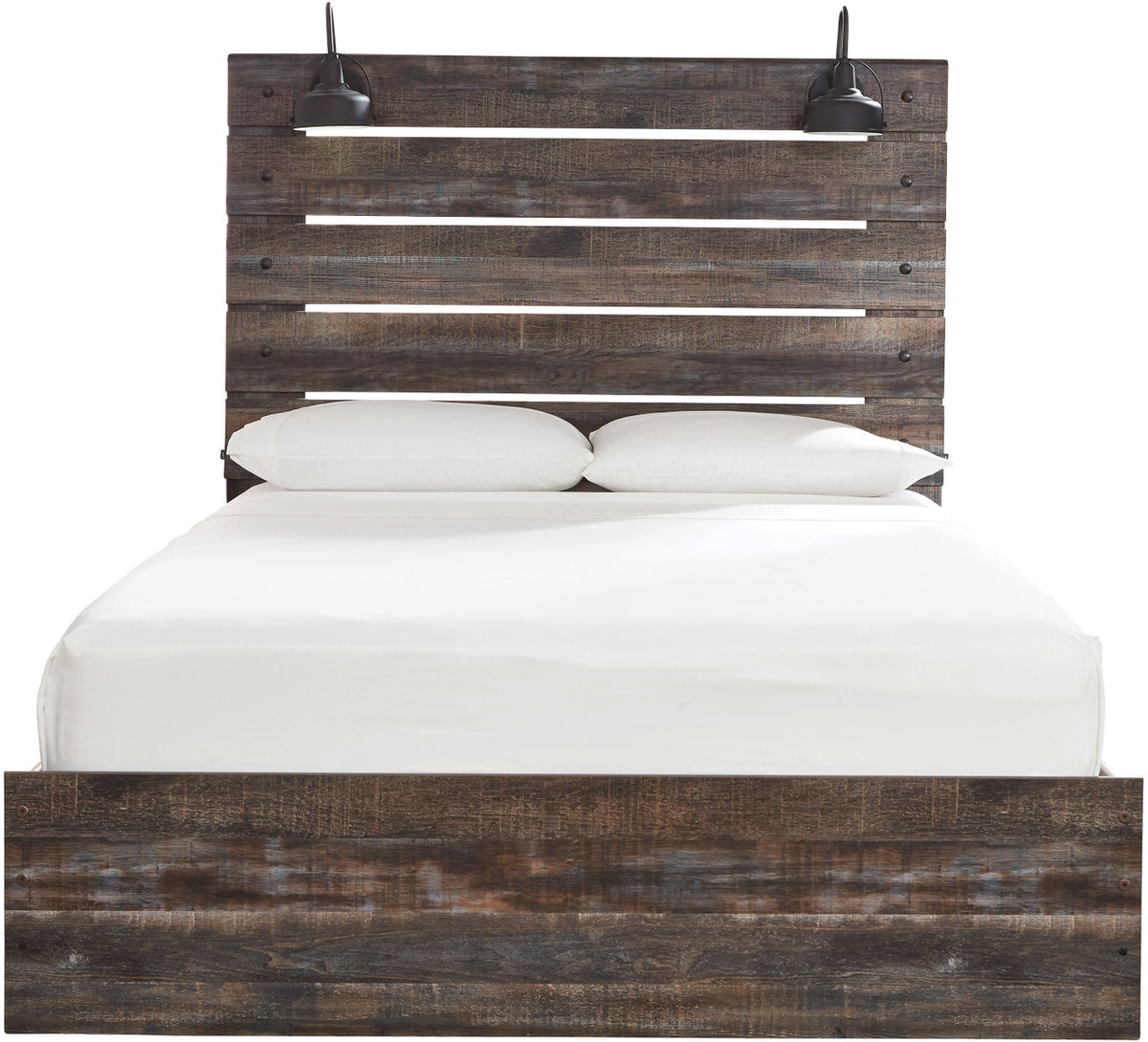 EMEK Brown 61" Height Bed with LED Light Sconces