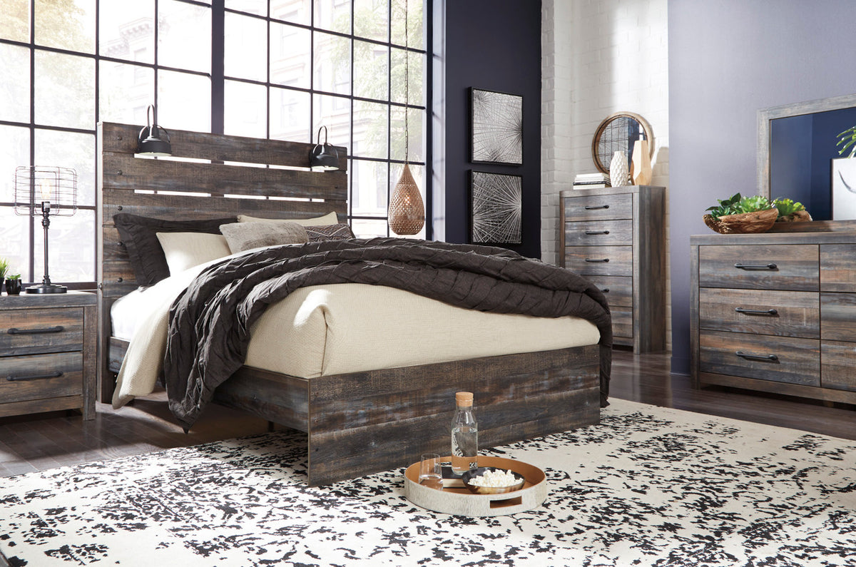 EMEK Brown 61" Height Bed with LED Light Sconces