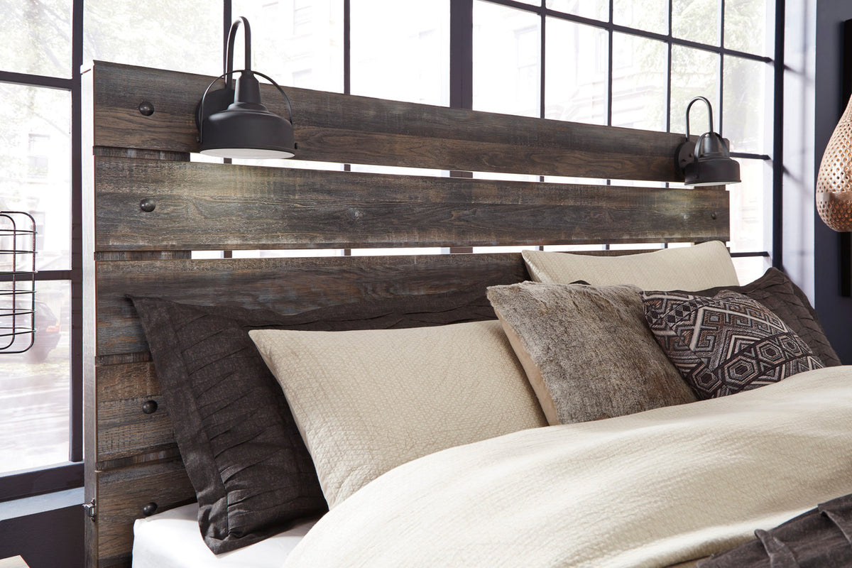 EMEK Brown 61" Height Bed with LED Light Sconces