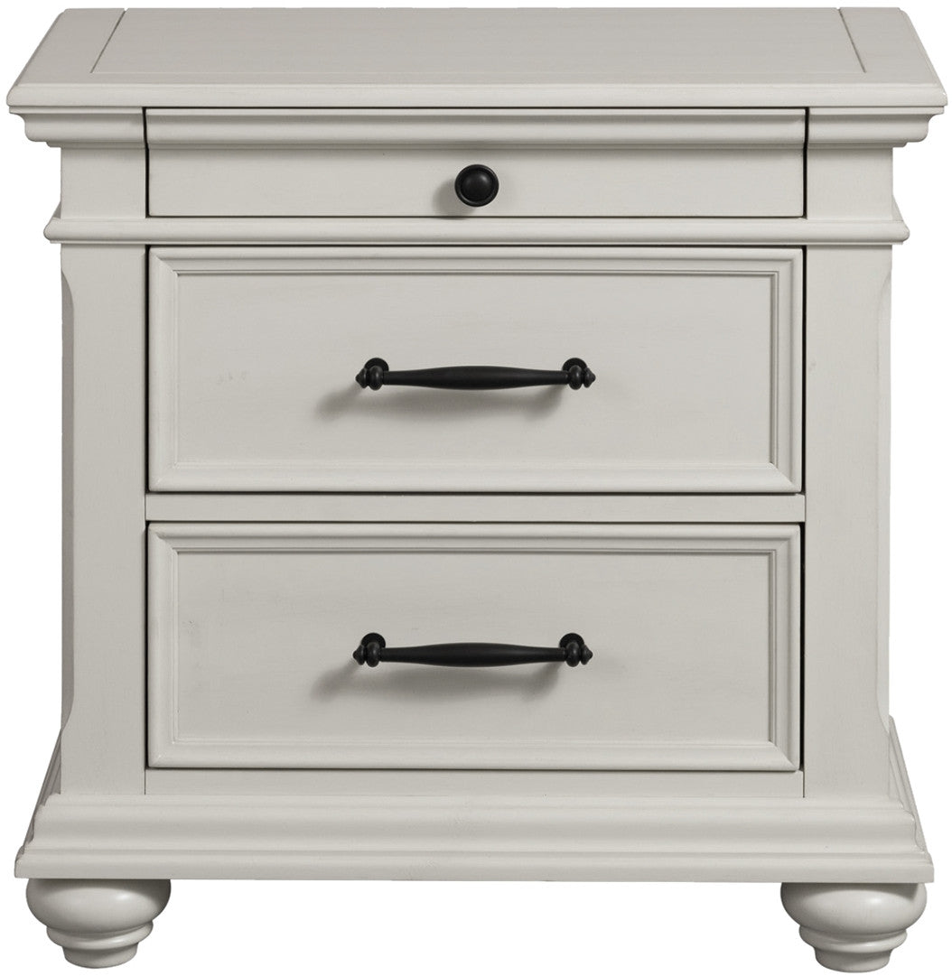 EMERSEN White 28" x 28" Nightstand with Jewelry Drawer