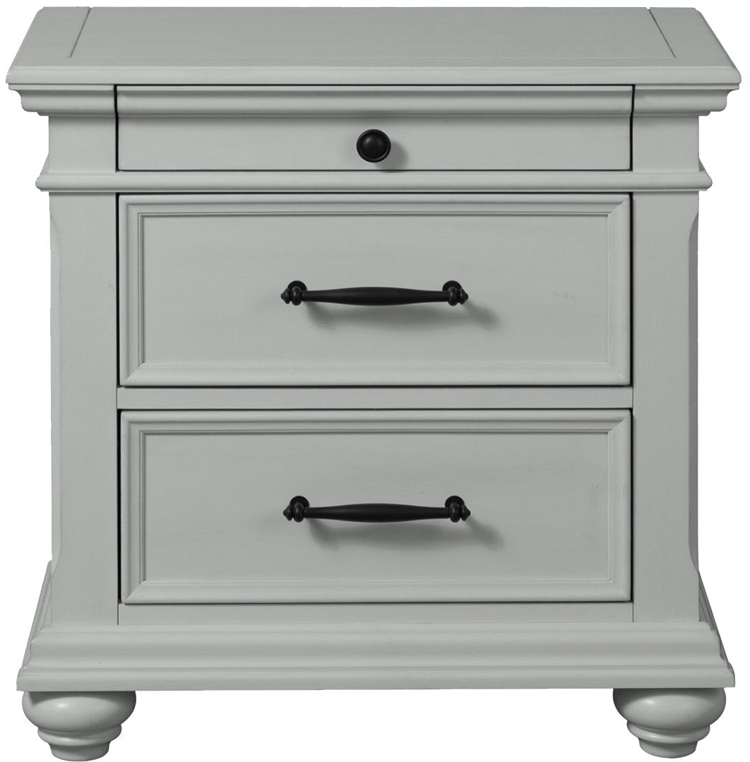 EMERSEN Gray 28" x 28" Nightstand with Jewelry Drawer