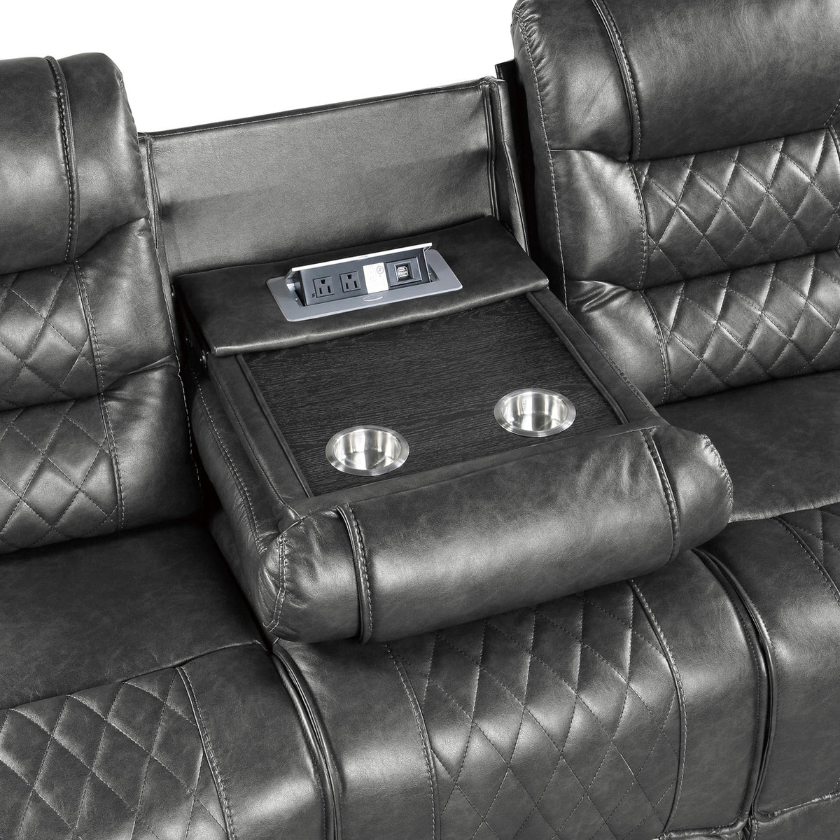 EMPEROR Gray Suede Reclining Sofa & Loveseat