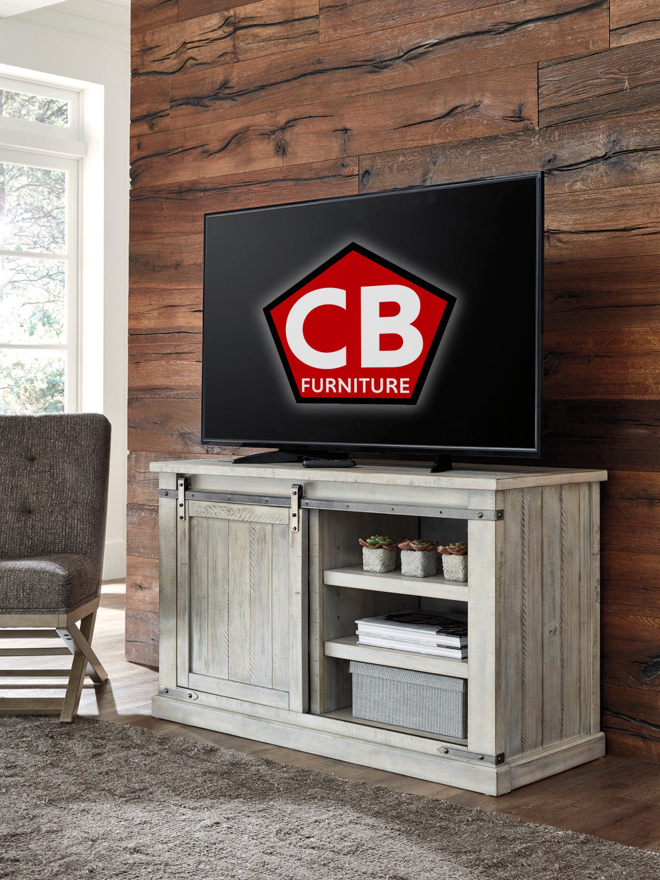 ENCINO Whitewash 50" Wide TV Stand