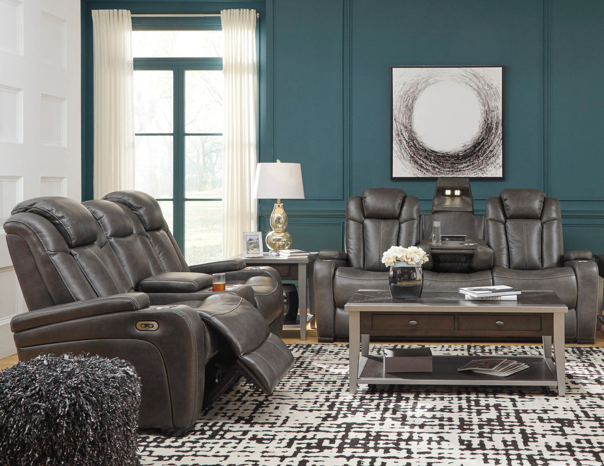 ERIKSON Gray Power Reclining Sofa & Loveseat