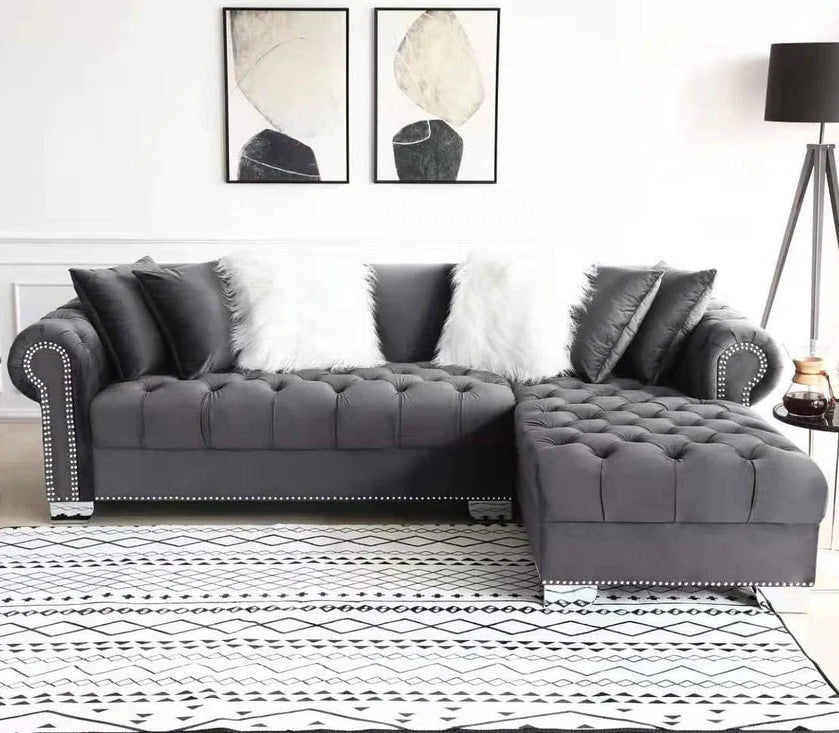 ETERNA Gray Velvet 101" Wide Sectional