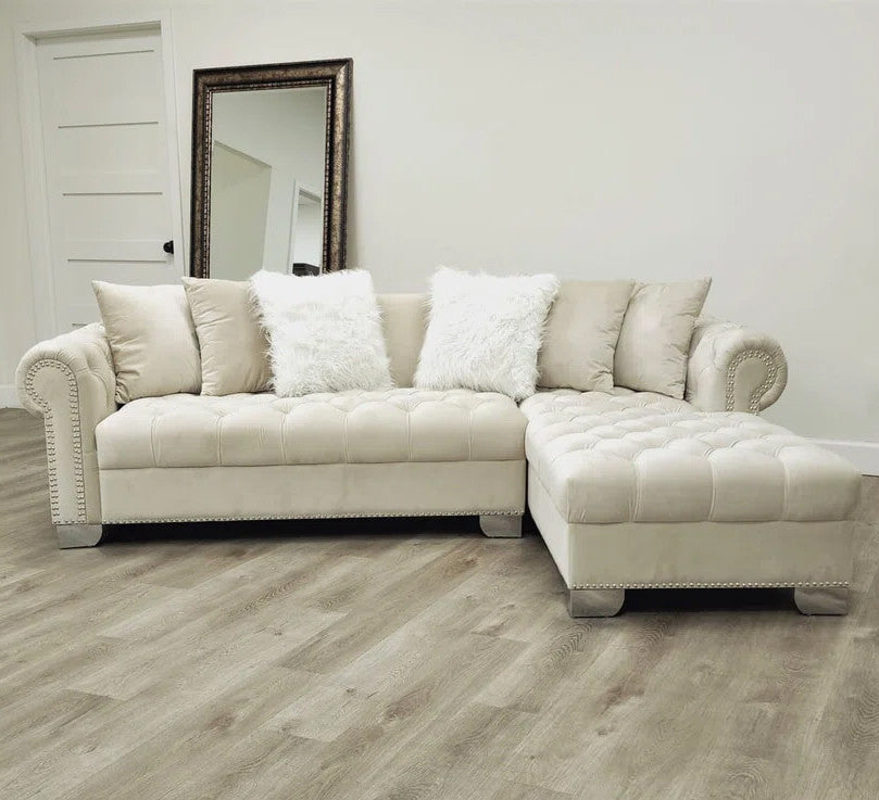 ETERNA Cream Velvet 101" Wide Sectional