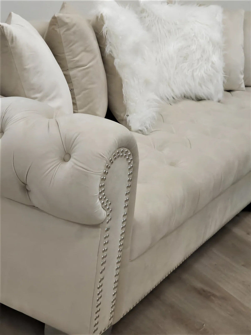 ETERNA Cream Velvet 101" Wide Sectional