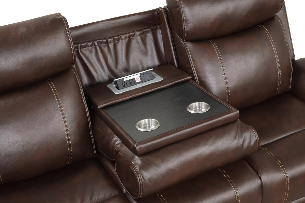 EVERETT Brown Power Reclining Sofa & Loveseat