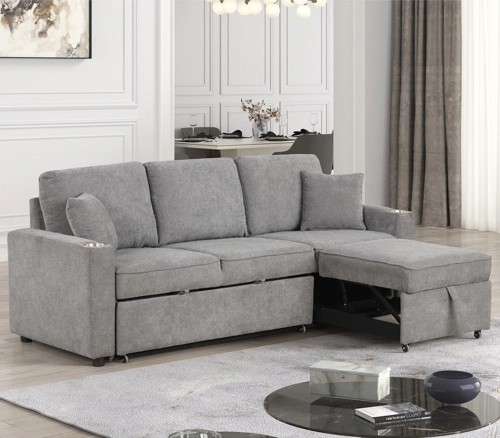 EVERLAND Gray 82" Wide Sectional with Pull-Out Sleeper