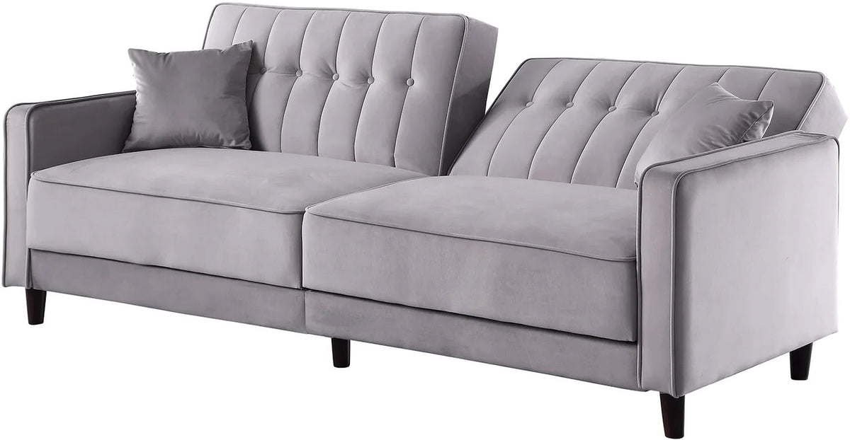 EZBIETA Gray Velvet Sofa Bed & Loveseat Bed (RTA)