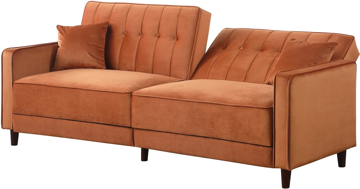 EZBIETA Rust Velvet Sofa Bed & Loveseat Bed (RTA)