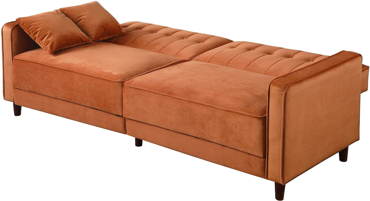 EZBIETA Rust Velvet Sofa Bed & Loveseat Bed (RTA)